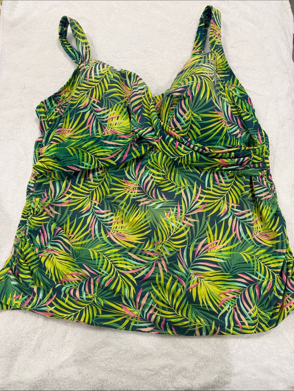 Lands' End Tropical Leaf Green Swim Tankini Top & Bottom - Picture 1 of 2